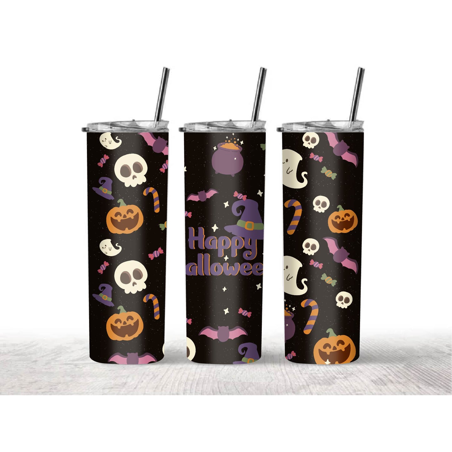 Happy Halloween wrap svg, Happy Halloween png, spooky svg, tumbler and libbey svg, murcielagos svg, ghosts svg, ghosts png