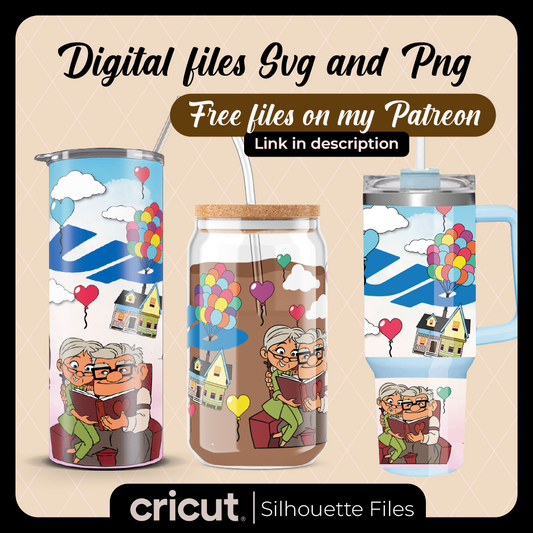 Diseño SVG para Cricut - Disney Up Movie Svg, Png, wrap, Tumbler 20oz and 40oz, libbey glass, SVG Cut File for Cricut, Clipart Bundle Pack - MenteczSVG