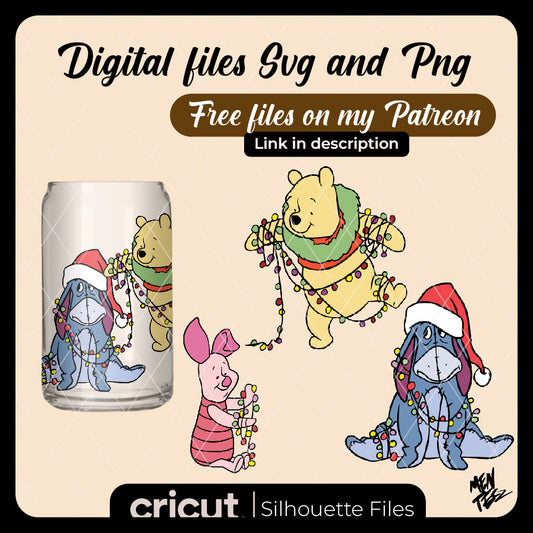 Diseño SVG para Cricut - Winnie the Pooh Santa Svg, Winnie the Pooh Christmas Svg, Santa Svg - MenteczSVG