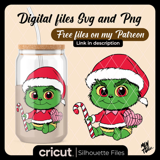 Diseño SVG para Cricut - Baby Grinch SVG, Grinchy png, Christmas SVG, png and jpg Cut Files, Cricut, Silhouette - MenteczSVG