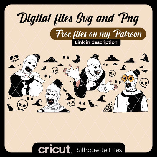 Diseño SVG para Cricut - Wraps terrifier svg for cricut, terrifier drawing outline, terrifier clipart - MenteczSVG