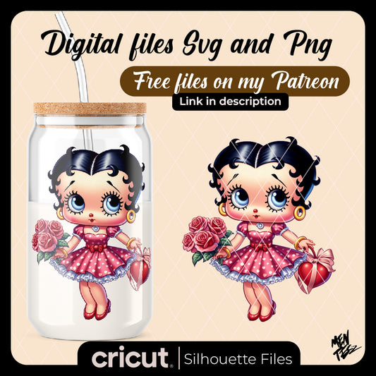 Diseño SVG para Cricut - Betty Boop Happy Valentine Day SVG, Betty Boop SVG PNG Cut File - MenteczSVG