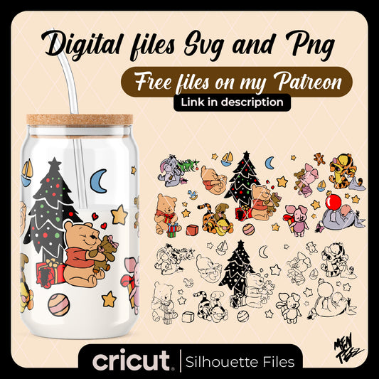 Diseño SVG para Cricut - Christmas Pooh Bear Svg, Free Svg, Daily Freebies Svg, Cricut, Silhouette Vector Cut File - MenteczSVG