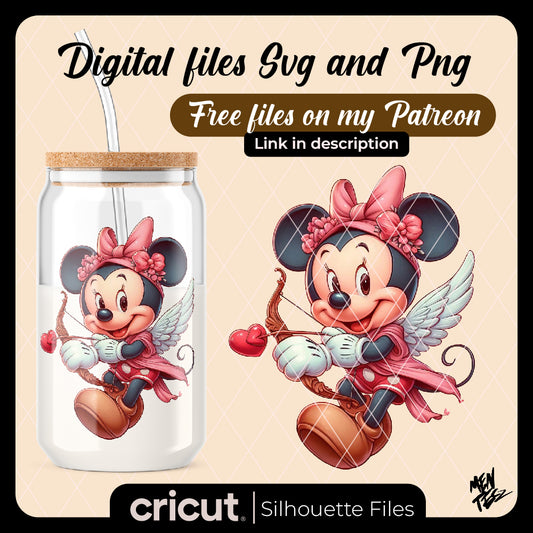 Diseño SVG para Cricut - Valentines day PNG, minnie cupid png, Mouse Valentines PNG, Retro Valentine's Day PNG, Valentine Shirt Design, Sublimation Design - MenteczSVG