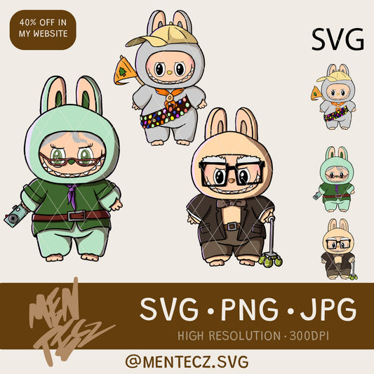 Diseño SVG para Cricut - Labubu Up png, carl, Russell, Ellie, Dug, Desing for cricut, cameo - MenteczSVG