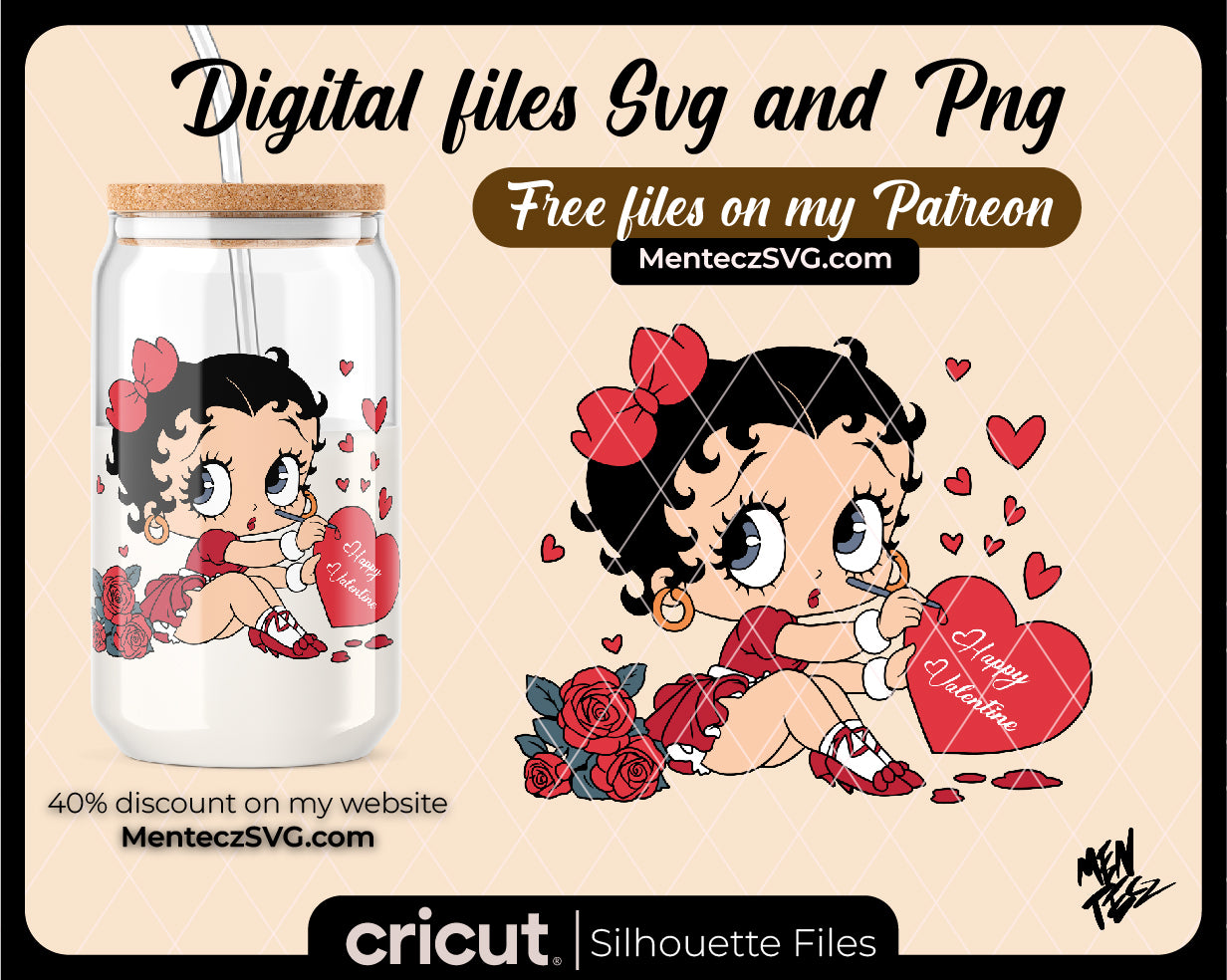 Betty Boop Happy Valentine’s Day SVG, Betty Boop SVG PNG Cut File