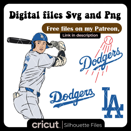 Diseño SVG para Cricut - Shohei Ohtani Back 17 Los Angeles Dodgers Baseball Svg, for cricut , Dodgers logo SVG free - MenteczSVG
