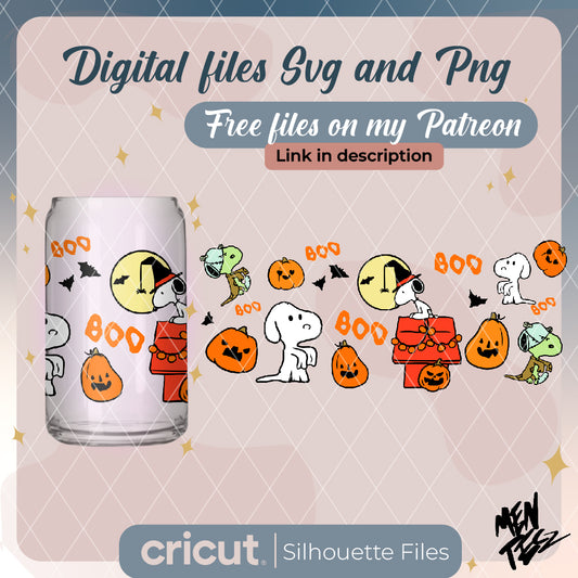 Diseño SVG para Cricut - Snoopy & Woodstock Halloween svg, Snoopy wrap for Libbey svg and png, halloween png - MenteczSVG