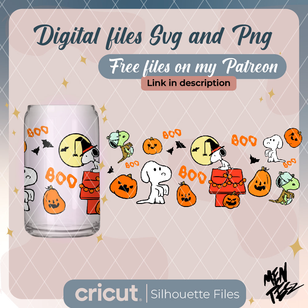 Snoopy & Woodstock Halloween svg, Snoopy wrap for Libbey svg and png, halloween png