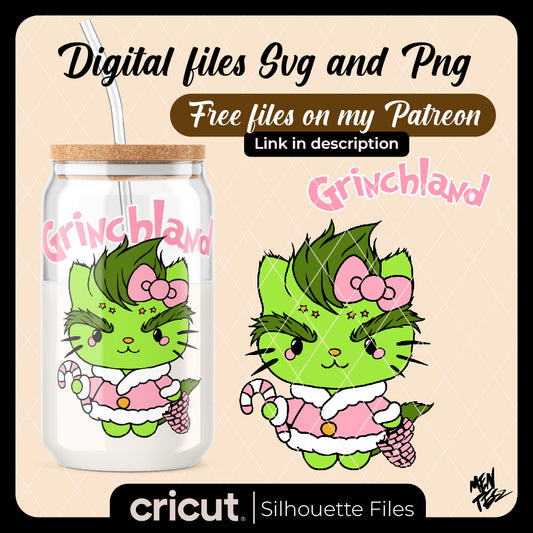 Diseño SVG para Cricut - Hello kitty Grinch svg, grinchland svg, hello kitty christmas svg - MenteczSVG