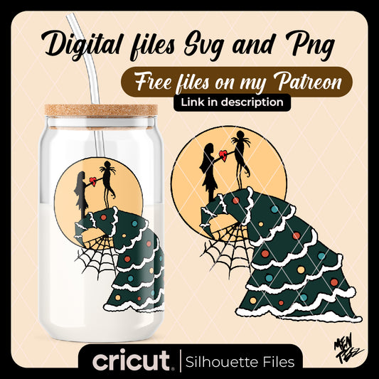 Diseño SVG para Cricut - Jack Sally Christmas Svg Png, Layered Jack And Sally Svg, Santa Jack Skellington Svg, Sally Santa Svg, The Nightmare Bef - MenteczSVG