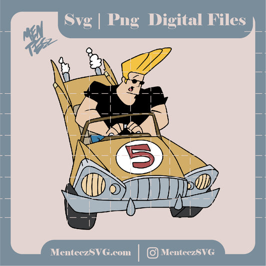 Diseño SVG para Cricut - Johnny Bravo in car svg, pack files, svg files, packs, svg , Johnny Bravo Print, file for cricut, cartoon - MenteczSVG