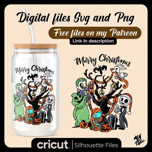Diseño SVG para Cricut - Merry Christmas svg, jack svg, oogie boogie svg, sally svg, halloween svg - MenteczSVG