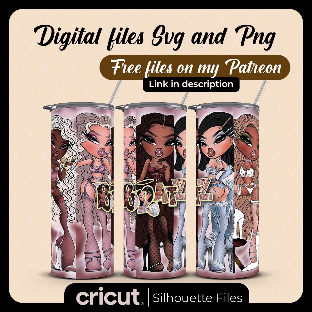 Bratz tumbler png, wraps tumbler png, beauty logo, bratz doll svg, png for DTF, cricut, cameo, sublimation, y2k