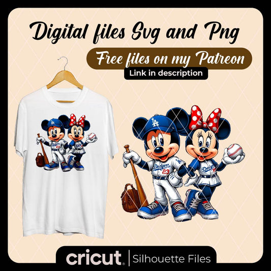 Diseño SVG para Cricut - Mickey And Minnie LA Dodgers Fans PNG, Disney Mouse LA Dodgers Baseball PNG, Cute Mickey Minnie Baseball PNG, menteczsvg - MenteczSVG