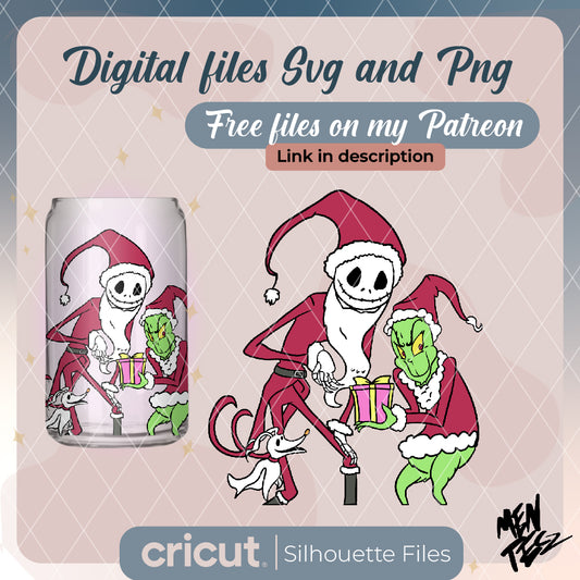 Diseño SVG para Cricut - Christmas Grinch and Jack Skellington Svg, Friends Jack Skellington - MenteczSVG