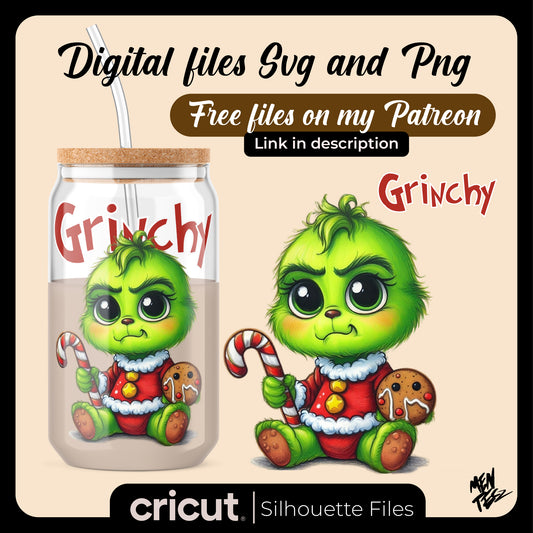 Diseño SVG para Cricut - Grinchy PNG, baby grinch Pink png, christmas png, for libbey, tshirt, tumblers cute - MenteczSVG