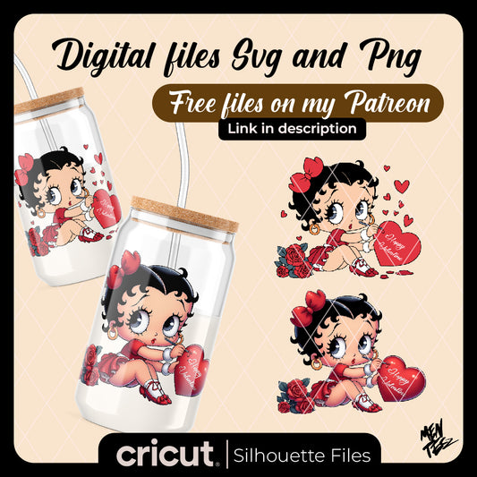 Diseño SVG para Cricut - Betty Boop Happy Valentine’s Day SVG, Betty Boop SVG PNG Cut File - MenteczSVG