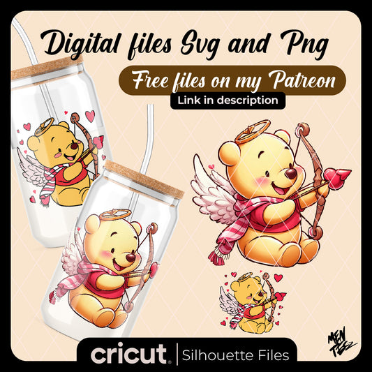 winnie the pooh cupid png and svg, winnie valentine , Pooh Valentine png, valetine svg