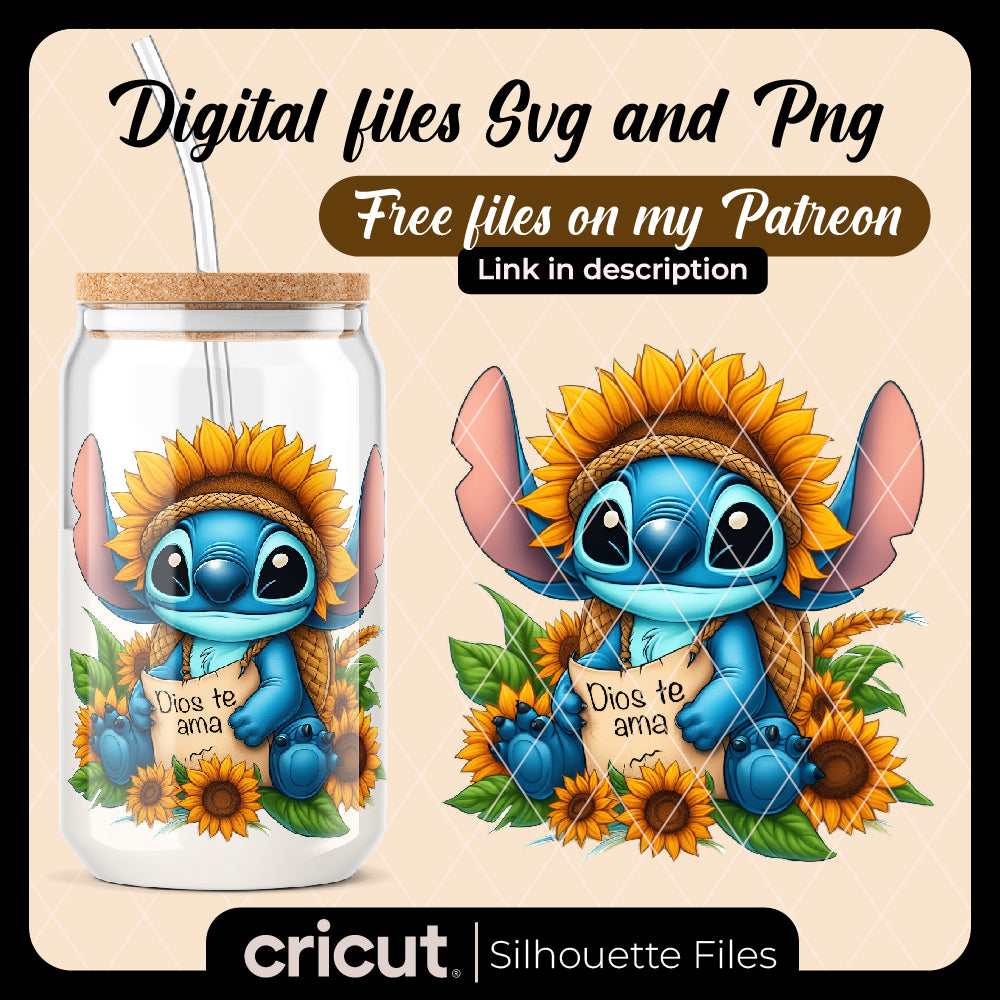 Dios te ama stitch png, mensaje cristiano png, stitch spring