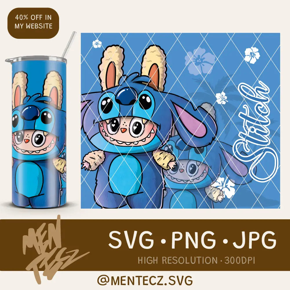 Labubu Stitch PNG, Labubu Vector svg MenteczSVG
