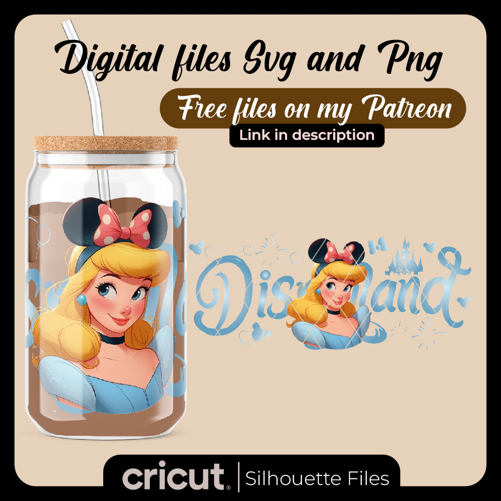 Princess Can Glass Wrap Png, 16oz Libbey Can Glass, Princess Tumbler, Can Glass Wrap, Cartoon Can Glass Png, Png file