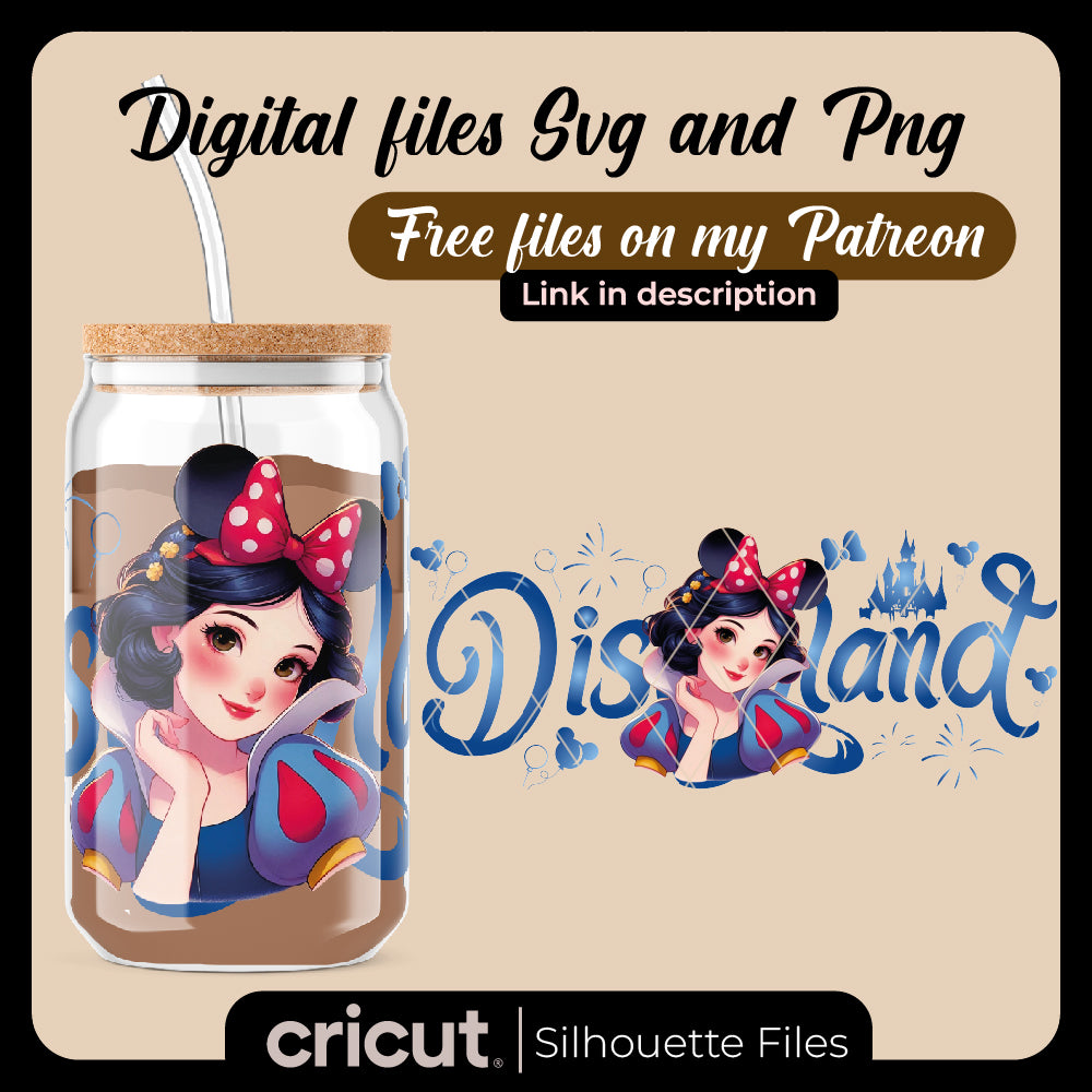 Princess Can Glass Wrap Png, 16oz Libbey Can Glass, Princess Tumbler, Can Glass Wrap, Cartoon Can Glass Png, Png file