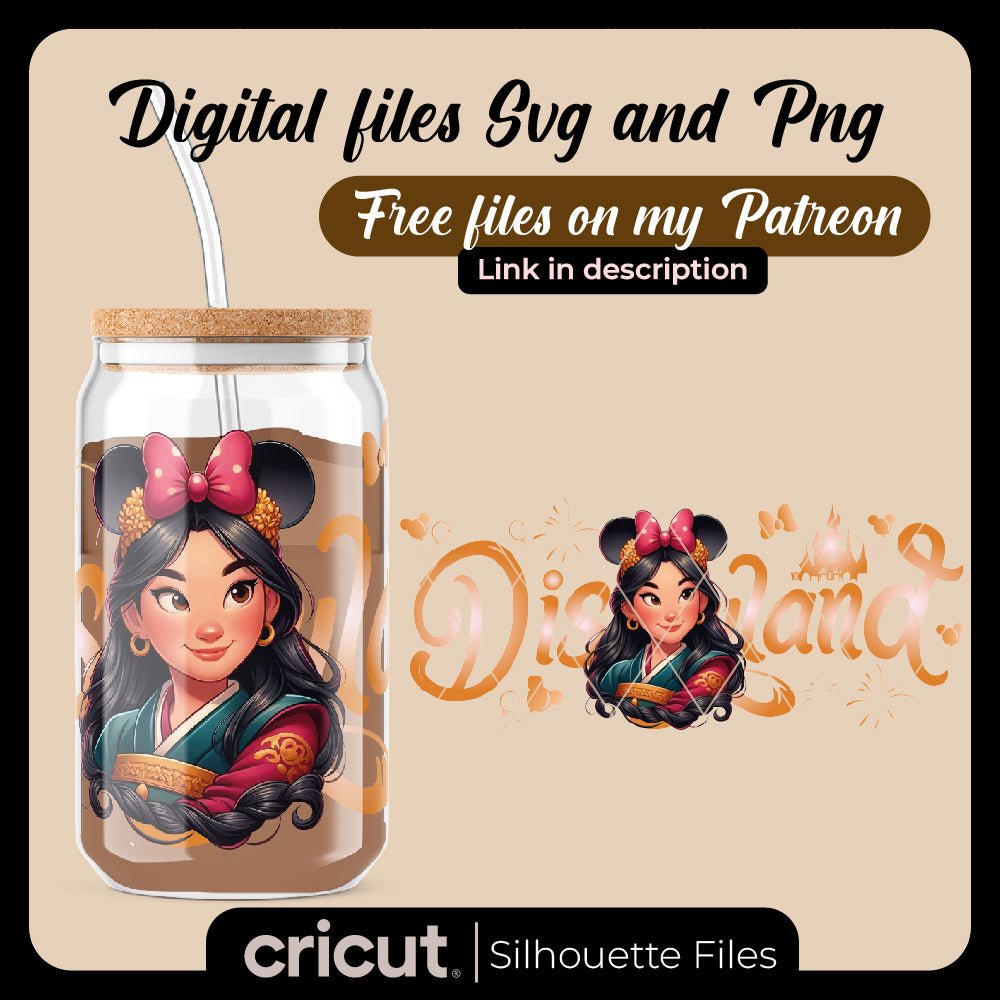 Princess Can Glass Wrap Png, 16oz Libbey Can Glass, Princess Tumbler, Can Glass Wrap, Cartoon Can Glass Png, Png file