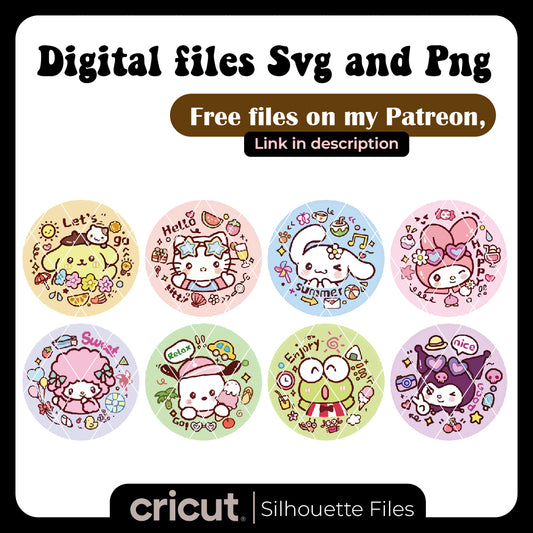 Diseño SVG para Cricut - Sanrio Hello Kitty And Friends png Bundle, Stanley Toppers png, Trendin, for cricut and cameo, - MenteczSVG