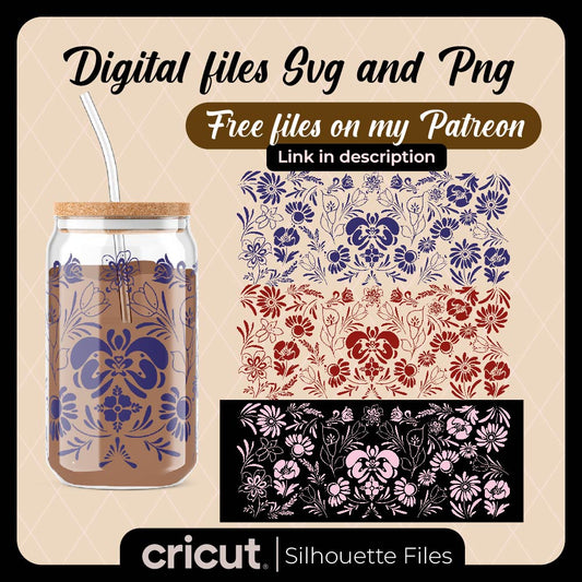 Diseño SVG para Cricut - Flower talavares svg, perfect for tumbler and libbey svg, for cricut and cameo, wrap - MenteczSVG