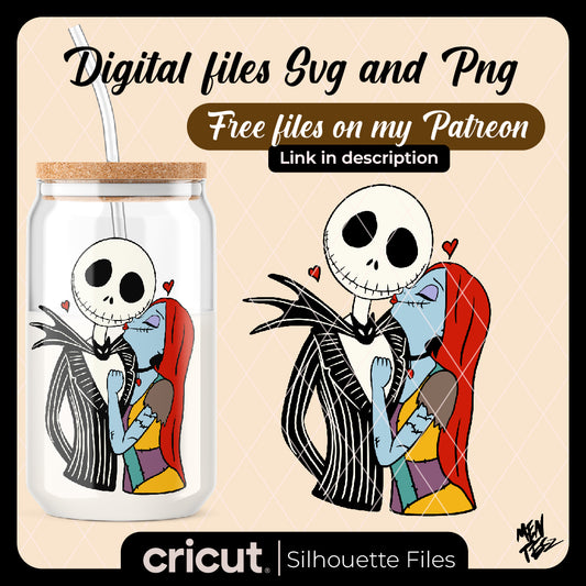 Diseño SVG para Cricut - Jack and sally valentine svg, valentine svg and PNG, perfect for cricut , DTF y silhouette - MenteczSVG