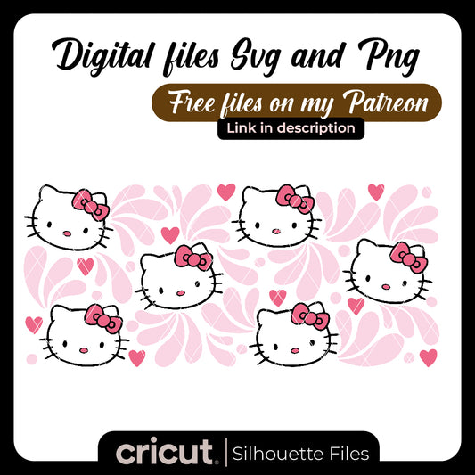Mexican talaveras hello kitty Libbey 16oz Can Glass Wrap, 16oz Libbey Talavera SVG, Conchas Can Glass Svg Wrap, Bow Kitten SVG - Cute Pan Dulce