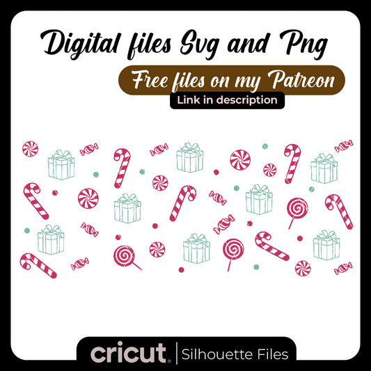 Christmas Libbey Cup Wrap | Christmas Glass Can SVG | Candy Cane Libbey Wrap | Christmas Present Libbey Wrap | Christmas Libbey Cup Wrap SVG