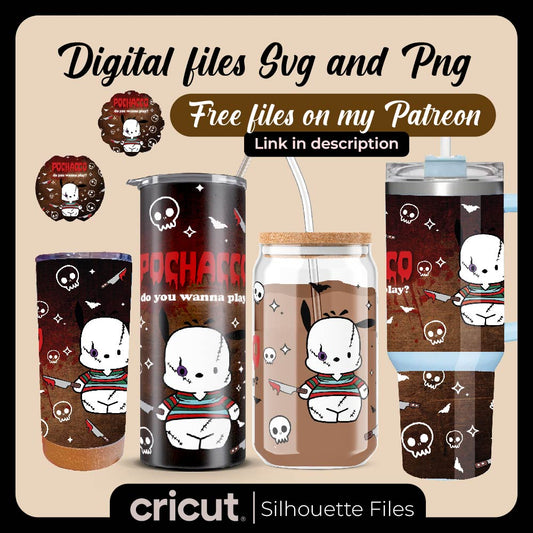Diseño SVG para Cricut - Pochacco chucky svg y png, Tumbler 40oz, 20oz, 17oz, Libbey 16oz, stanley toppers png, halloween svg, sanrio halloween svg, hello kitty svg - MenteczSVG