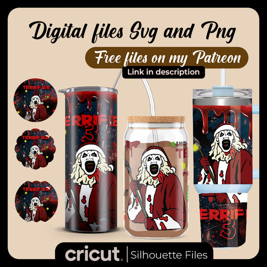 Diseño SVG para Cricut - Santa Terrifier svg,png, tumbler 20oz, 40oz, and libbey 16oz, perfect for cricut, cameo, new movie - MenteczSVG