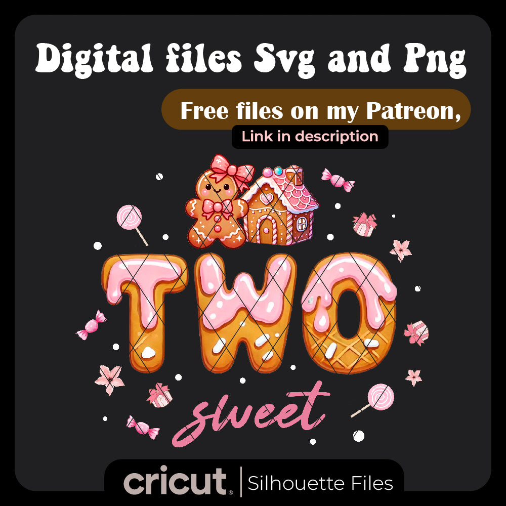 Two sweet ginger bread birthday png, second birthday png, christmas png