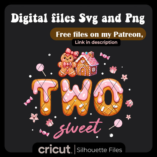 Diseño SVG para Cricut - Two sweet ginger bread birthday png, second birthday png, christmas png - MenteczSVG