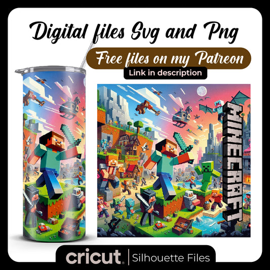 Diseño SVG para Cricut - Minecraft Tumbler Wrap, 20oz Gaming, Sublimation Png, Birthday, Mine Craft, Minecrafters Png, Gifts Sublimate Png - MenteczSVG