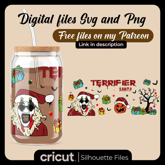 Diseño SVG para Cricut - Terrifier Santa SVG, Wrap Christmas svg,Charlotte Gainsbourg’s Movie SVG, Terrifier Santa wears a hat SVG PNG - MenteczSVG