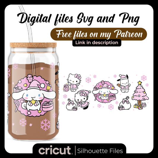 Diseño SVG para Cricut - Hello kitty christmas pink svg, wrap for libbey cinnamoroll christmas svg and png, christmas svg - MenteczSVG