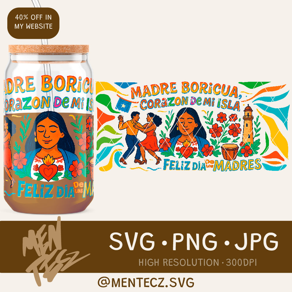 Puerto Rican Mothers' Day PNG Design for T-Shirt – wrap png, Mom Sublimation Graphic – Instant Download