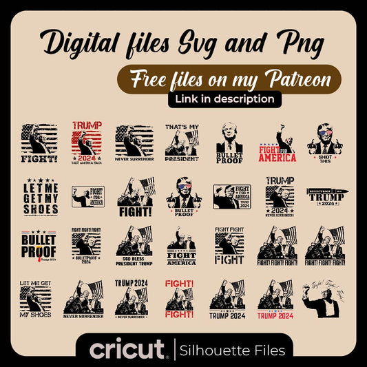 Diseño SVG para Cricut - Donald Trump svg, bundle Donald Trump Survive svg, Donald Trump Cricut, Vector File for Cutting and Engraving, Donald Trump Fight Silhouette, - MenteczSVG