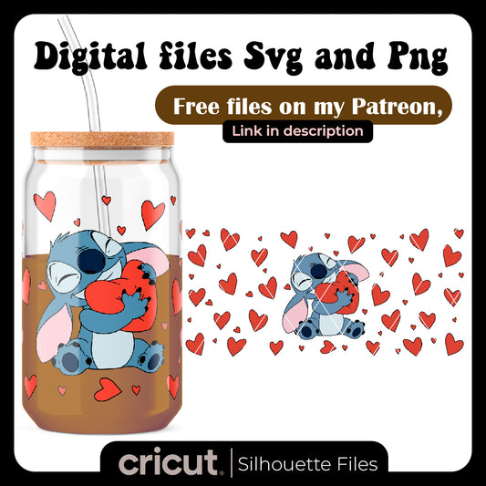 Diseño SVG para Cricut - 16oz stitch valentine day svg, wrap perfect for libbey , cricut, cameo, - MenteczSVG
