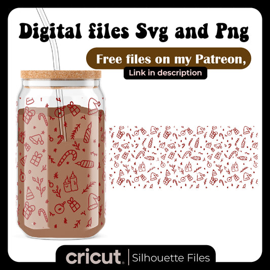 Diseño SVG para Cricut - Pattern christmas svg, png, wrap libbey 16oz christmas - MenteczSVG
