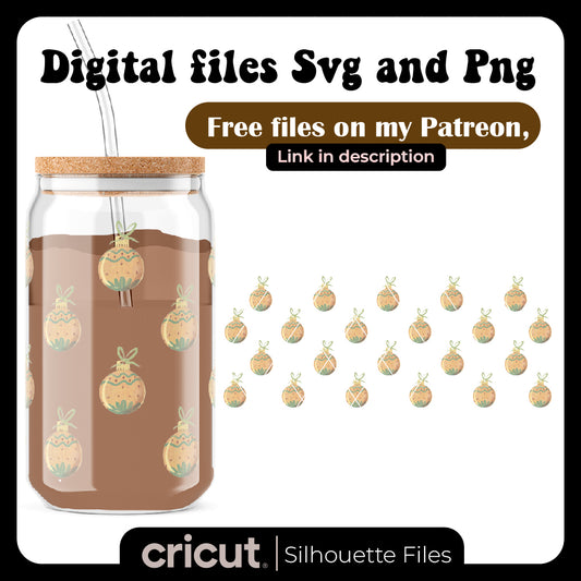 Diseño SVG para Cricut - Christmas ornament Glass png, Libbey Glass png, Christmas ball, Full wrap for Libbey Glass 16oz, png, png file for Circut, digital file - MenteczSVG