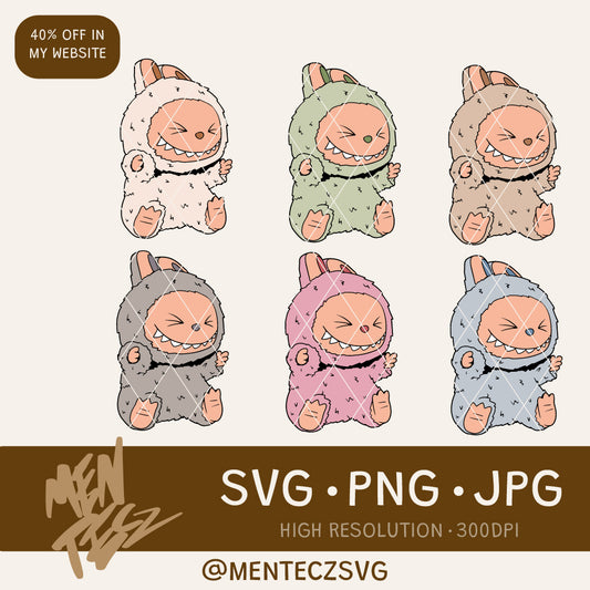 Diseño SVG para Cricut - Labubu cute Designs svg, Vector Digital File for Cricut, Laser Cut La bubu SVG, T Shirt Sublimation, Instant Download Labubu Character Bundle - MenteczSVG