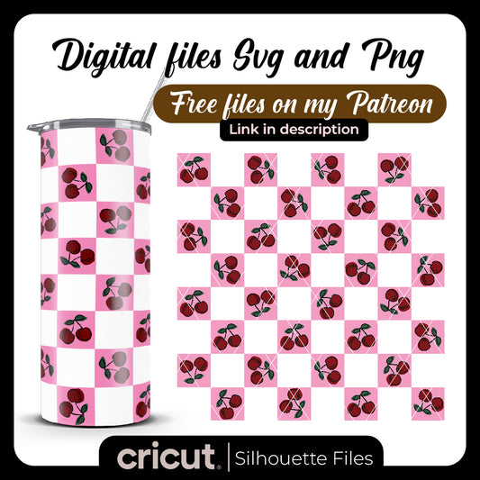 Diseño SVG para Cricut - Cherry Tumbler 20oz svg, 20oz Skinny Tumbler, wrap Cherry Tumbler Design , Cherry Tumbler ,Tumbler PNG Design - MenteczSVG
