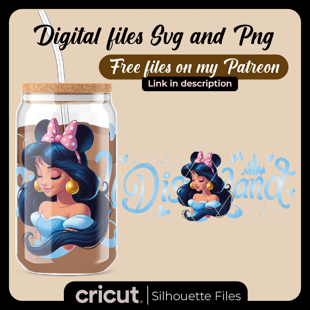 Princess Can Glass Wrap Png, 16oz Libbey Can Glass, Princess Tumbler, Can Glass Wrap, Cartoon Can Glass Png, Png file