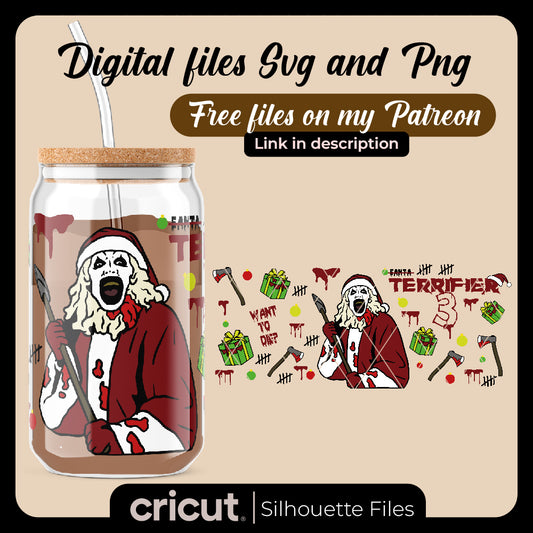 Santa Terrifier svg,png, tumbler 20oz, 40oz, and libbey 16oz, perfect for cricut, cameo, new movie