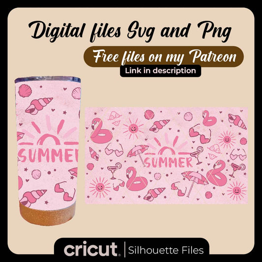 Diseño SVG para Cricut - Summer wrap svg and png, Wrap Tumbler 20oz, 40oz, 17oz, glass libbey 16oz, Stanley toppers - MenteczSVG